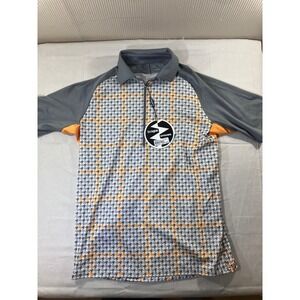 IXSPA‎ NWT Bike Cycling Houndstooth Check Polo Shirt Mens Medium Gray Orange
